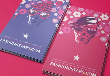 Projekt graficzny ulotek promocyjnych dla marki Fashionistars